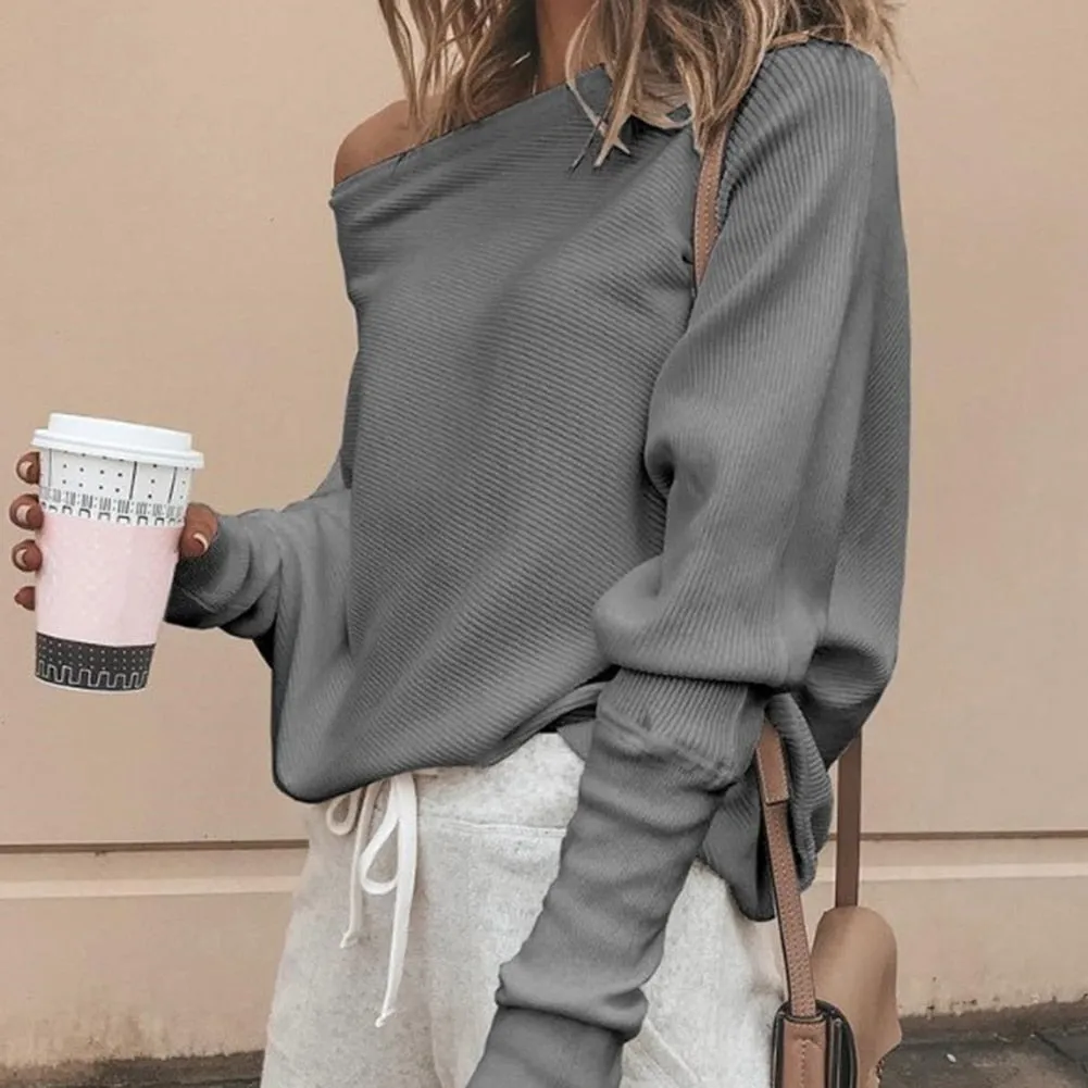 Lauren Trui | Trendy Elegant gebreide Off-shoulder top met lange mouwen voor dames